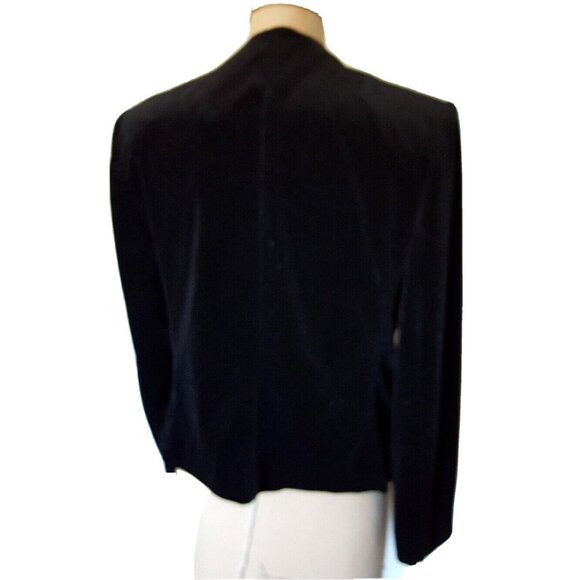 Vintage blazer jacket velvet & sequin beaded collar, elegant formal holidays M - Picture 8 of 13
